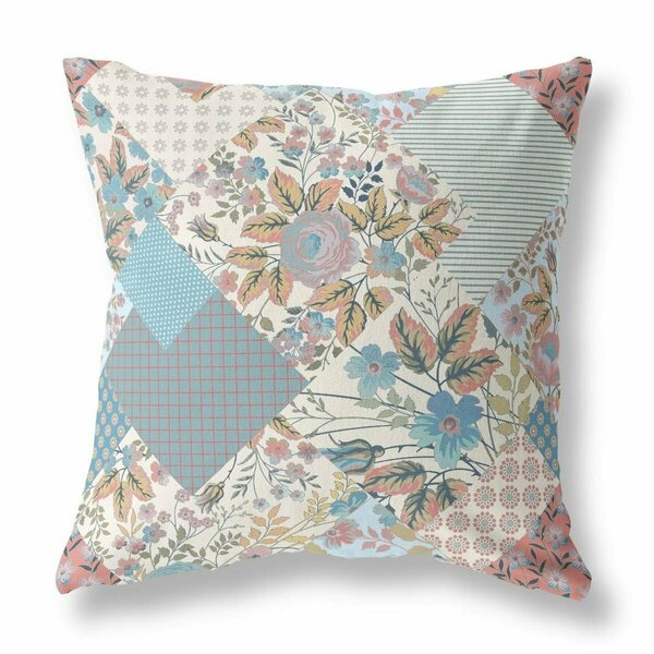 Palacedesigns 20 in. Boho Floral Indoor & Outdoor Throw Pillow Gold Cream & Peach PA3099186